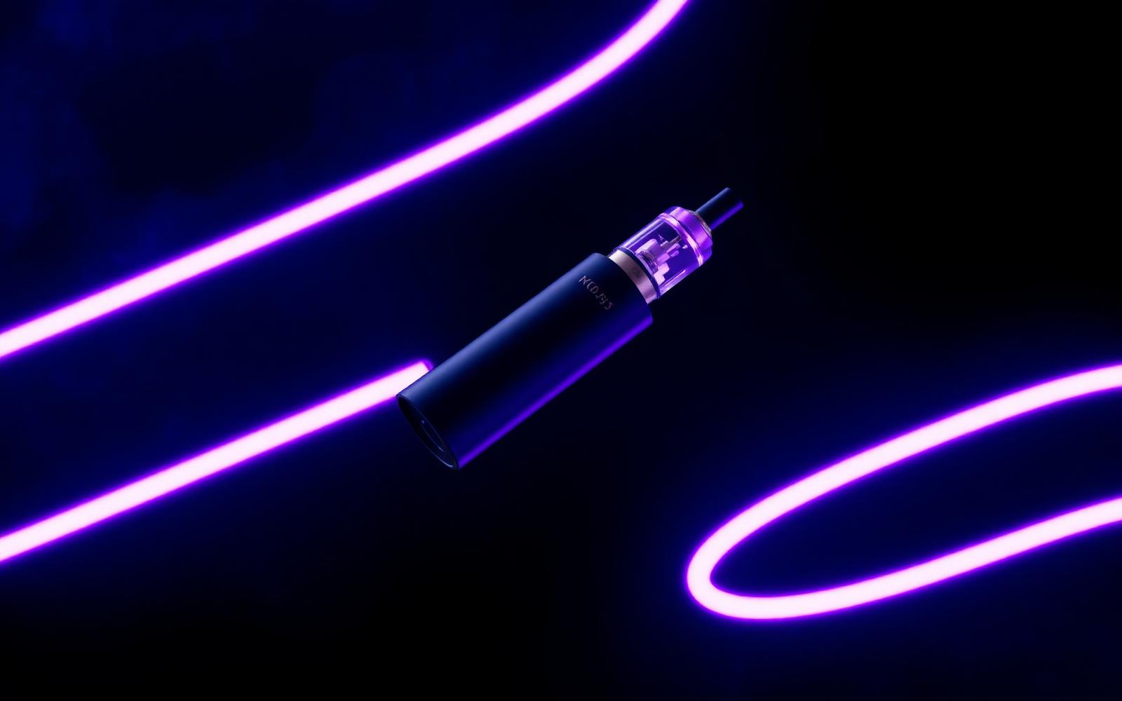 Vape pen com luzes neon roxas